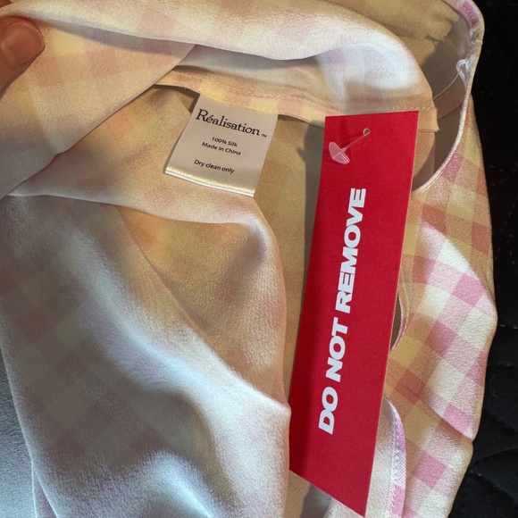 NWT Realisation Par Elsa Silk Midi Dress in Pink Gingham Size Medium M - Picture 10 of 11